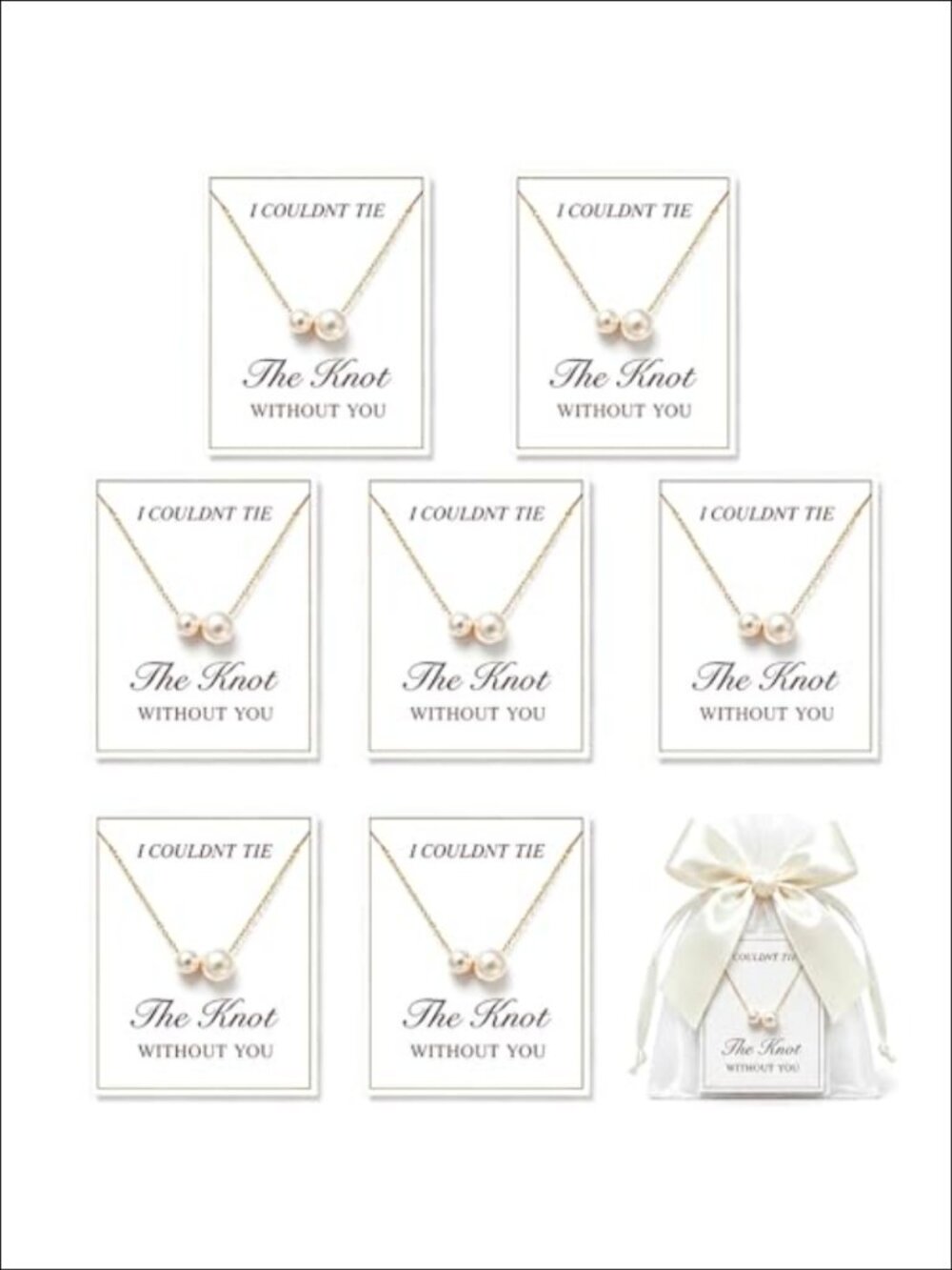 Pearl Pendant Necklace Set of 4 Golden Plated Brass Adjustable Bridesmaid Gift